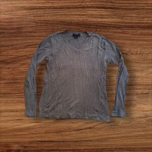 Express Men's Sweater V-neck Long Sleeve Stretch Fit Gray l Large